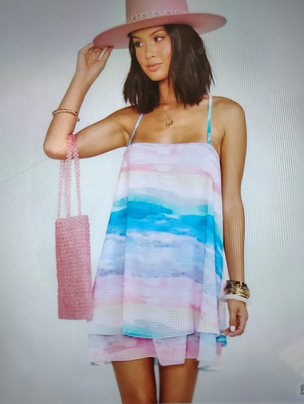 Show Me Your MuMu Christy Mini Dress in Mumaid Waves Pastels Sz S NWOT
